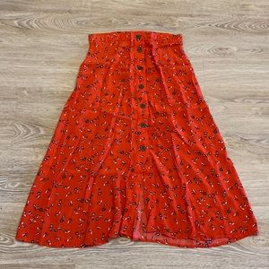 Red floral skirt